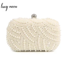 100% Hand made Luxury Pearl Clutch bags Women Purse Diamond Chain white Evening Bags for Party Wedding black Bolsa Feminina 100% Hand made Luxury Pearl Clutch bags Women Purse Diamond Chain white Evening Bags for Party Wedding black Bolsa Feminina