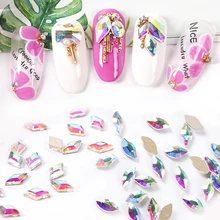 10 pcs Charme Strass Unhas De Cristal AB Fundo Plano Prego Diamonds Sereia Losango Pedra de Vidro Manicure Nail Art Decoração SA908(China)