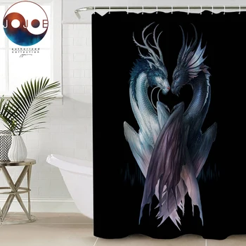 

Yin and Yang Dragons Black by JoJoesArt Shower Curtain 3D Printed Waterproof Bathroom Curtain With Hooks Home Decor 150x180cm