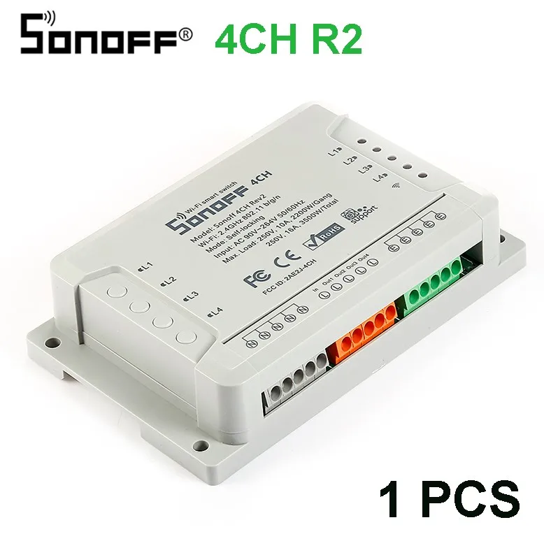 Sonoff 4CH R2 беспроводной многоканальный wifi переключатель независимый пульт дистанционного управления умный дом автоматизация модуль управления Лер 220 В - Комплект: 4CH R2 1PCS