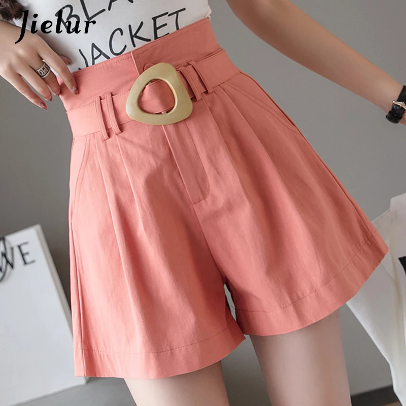 

Jielur Sashes Women Shorts Chicly Korean Style High Waist Wide Leg Shorts Female 2019 Casual New Short Feminino 4 Colors S-XL