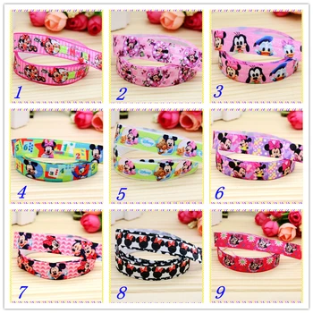 

DUWES 5/8'' Free shipping Fold Elastic FOE minnie mickey printed headband headwear hairband diy decoration wholesale OEM D91