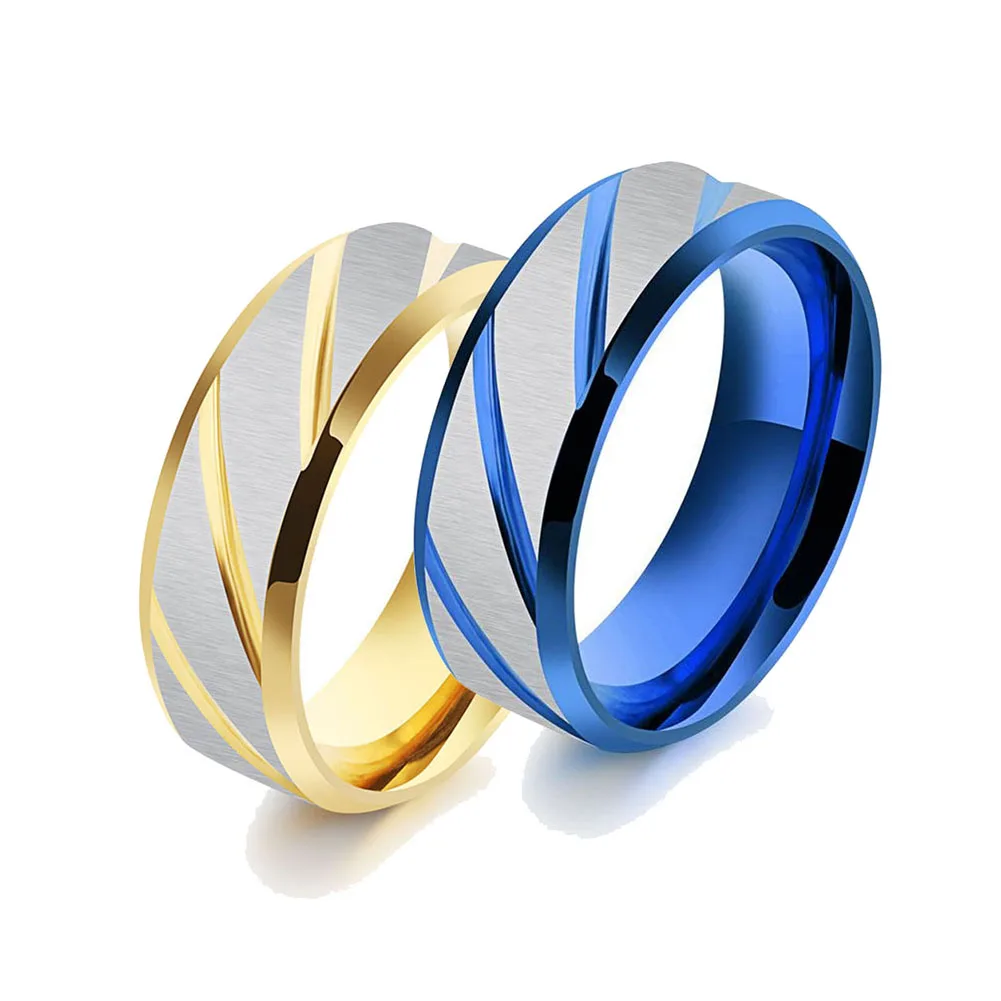 

Men's Titanium Steel Ring Mirror Polishting Ring Jewelry Anniversary Engagement Wedding Promise Ring Blue/ Golden KQS8