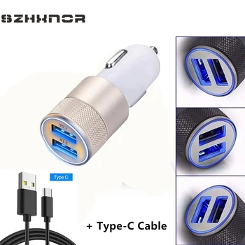 USB Car Charger Adapter 3.1A Metal Charger + USB Type C Cable For xiaomi mi 9 8 a2 mi9 mi8 mix 2s 3 redmi note 7 pro charger