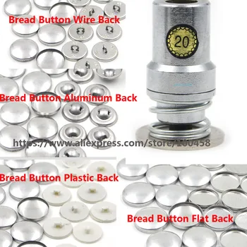 

20L 11.5mm Round Fabric Self Covered Button with Die Tool Metal Bread Top Flat Plastic Ring/Aluminum Back DIY Jewelry Accessor