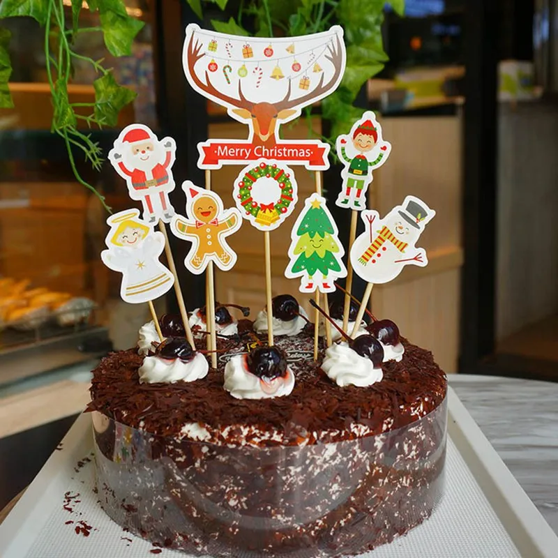 Рождество 9 шт. Санта Клаус кекс Топпер украшения торта год Рождественские украшения для дома Navidad