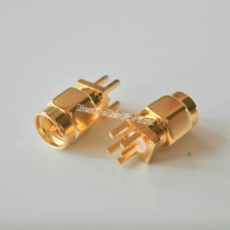 10Pcs Connector SMA male plug solder edge 1.6mm PCB clip mount straight 5.08mm