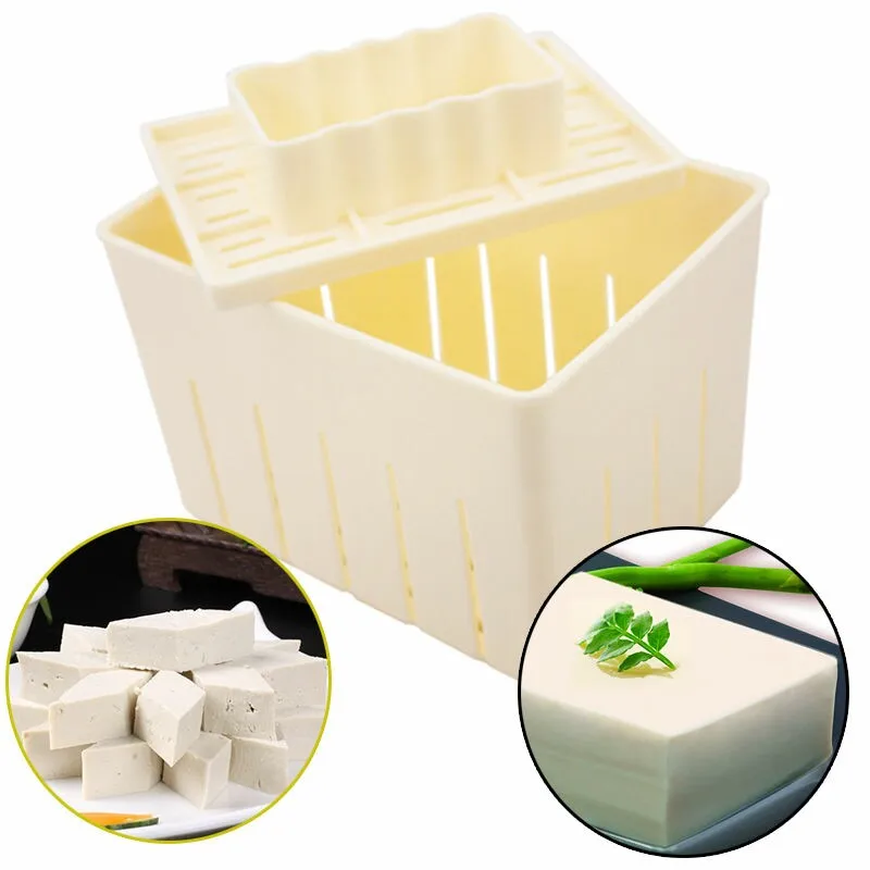 OLOEY DIY Plastic Tofu Press Mould Homemade Tofu Mold Soybean Curd Tofu Making Mold with Cheese Cloth Kitchen Cooking Tool Set