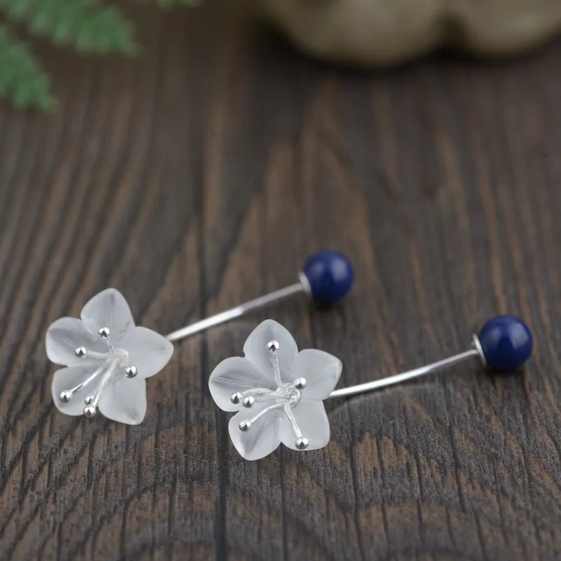

2018 Top Fashion Amethyst Women Jewelry Line S925 Inlaid Crystal Element Of Tremella Beautiful Woman Of Earrings New Products