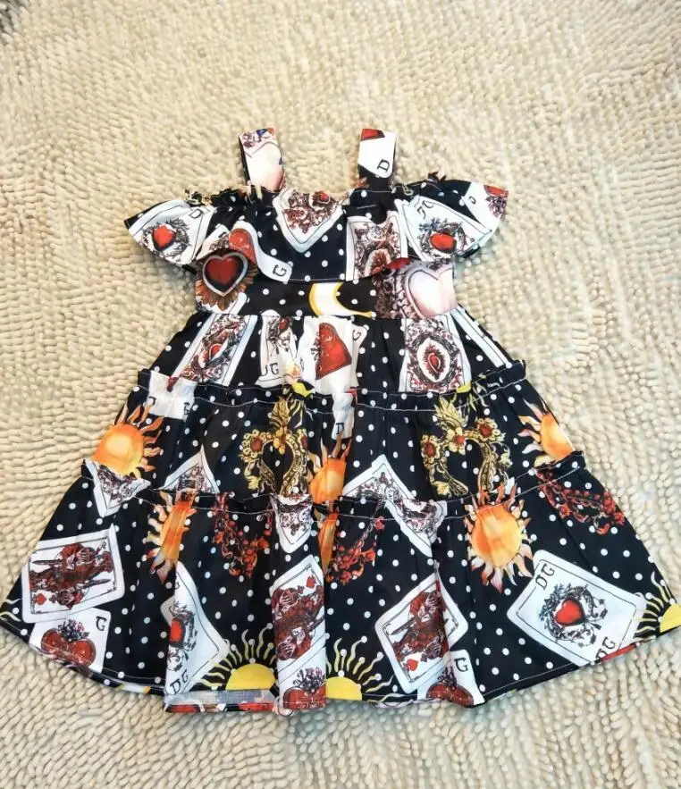 

New Baby Girls High Quality Summer Brand Printed Dresses, Princess Children Boutique Clothes 7 pcs/lot, Wholesale