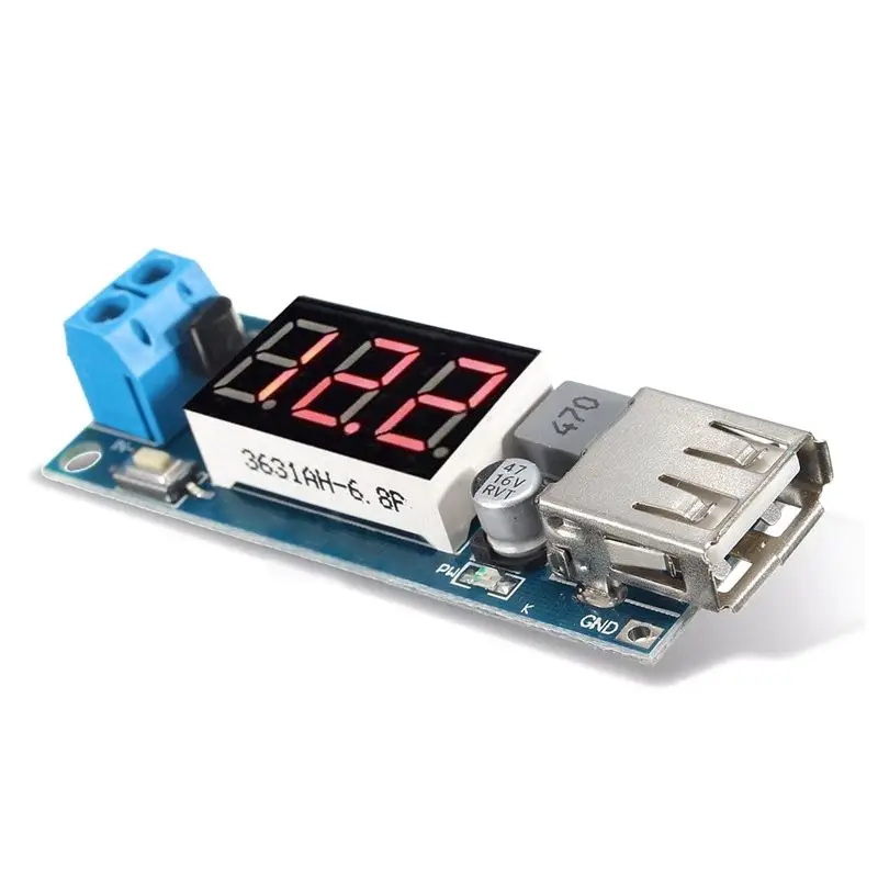 

DC-DC 4.5-40V to 5V 2A Step-down LED Voltmeter USB Buck Voltage Converter Module