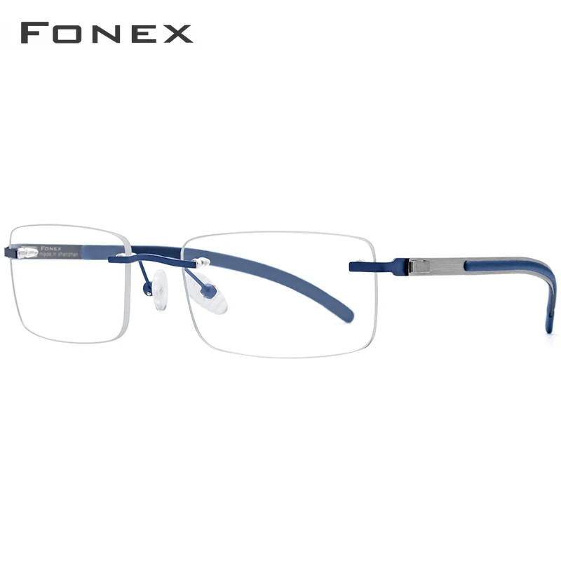 FONEX, сплав, без оправы, оптические очки, мужские, по рецепту, сверхлегкие, квадратные, для близорукости, очки, оправа, без оправы, Безвинтовые очки, 985 - Цвет оправы: Blue