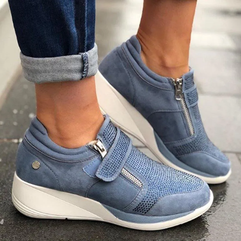 

Puimentiua 2019 New Vulcanized Shoes Flock Casual Women Sneakers Increasing Shoes Leisure Platform Shoes Breathable Height
