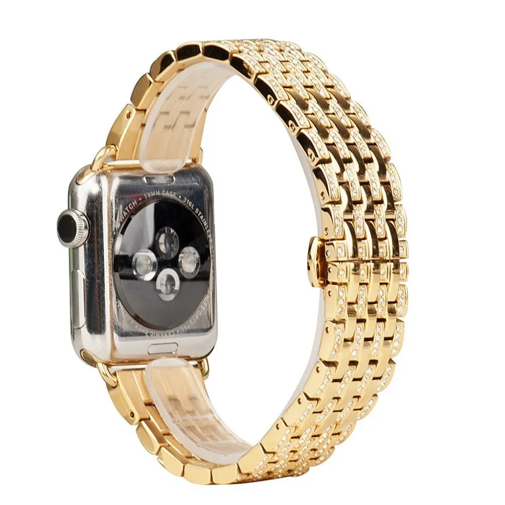 Женский сменный Браслет для Apple Watch SE Band Series 6 5 4 3 2 роскошный алмаз 40 мм 44 38 42
