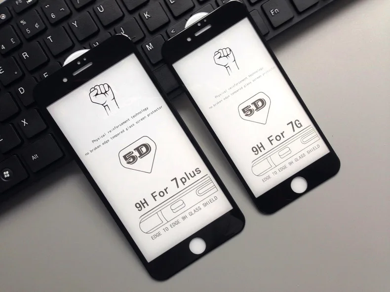 Новые 5D полное покрытие закаленное Стекло для iPhone 6 6S 7 Plus изогнутый край Экран защитная пленка 6 6 S 4,7 ''5,5'' крышка