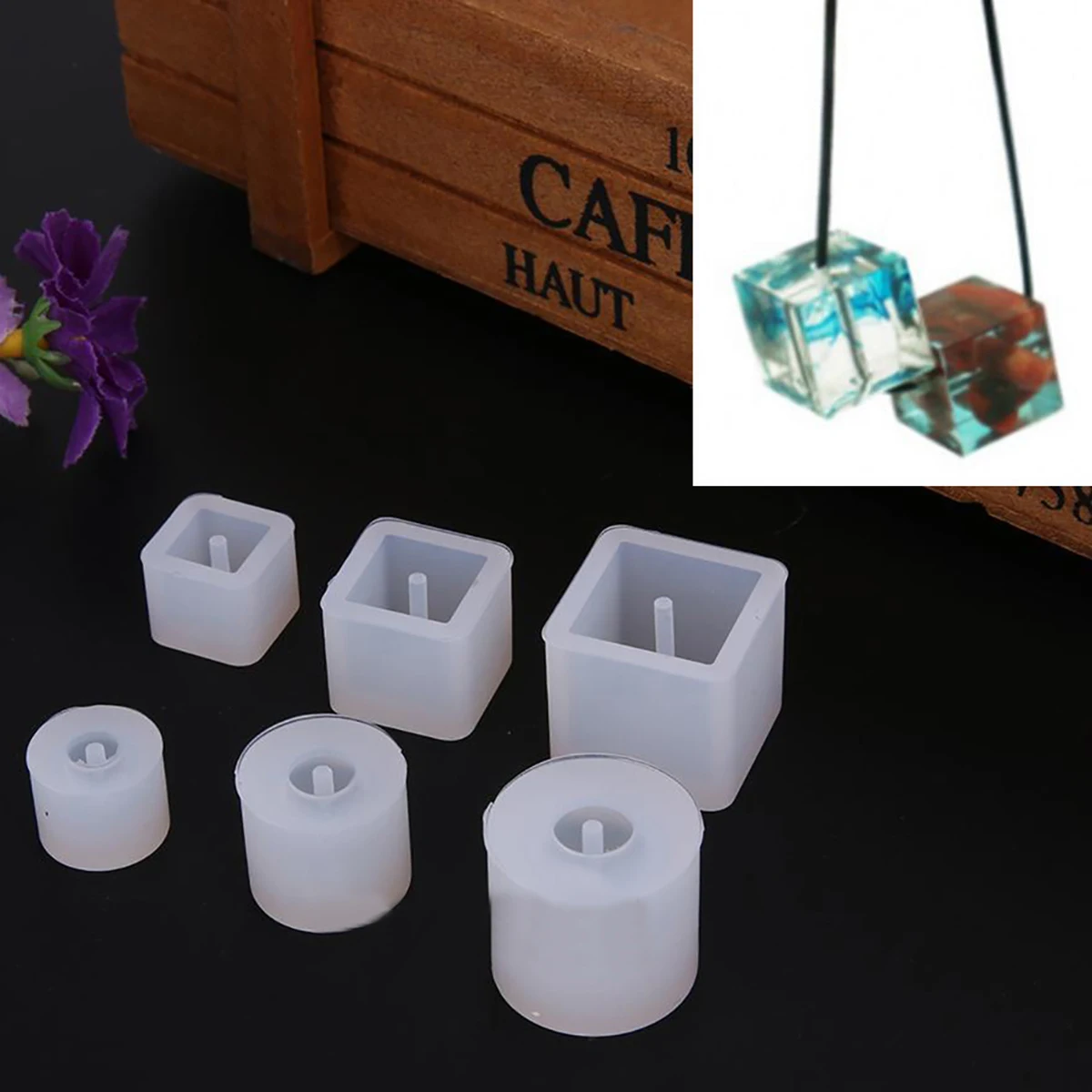 6pcs 1set  New Crystal Silicone Necklace Pendant Jewelry Mold Making DIY Resin Craft