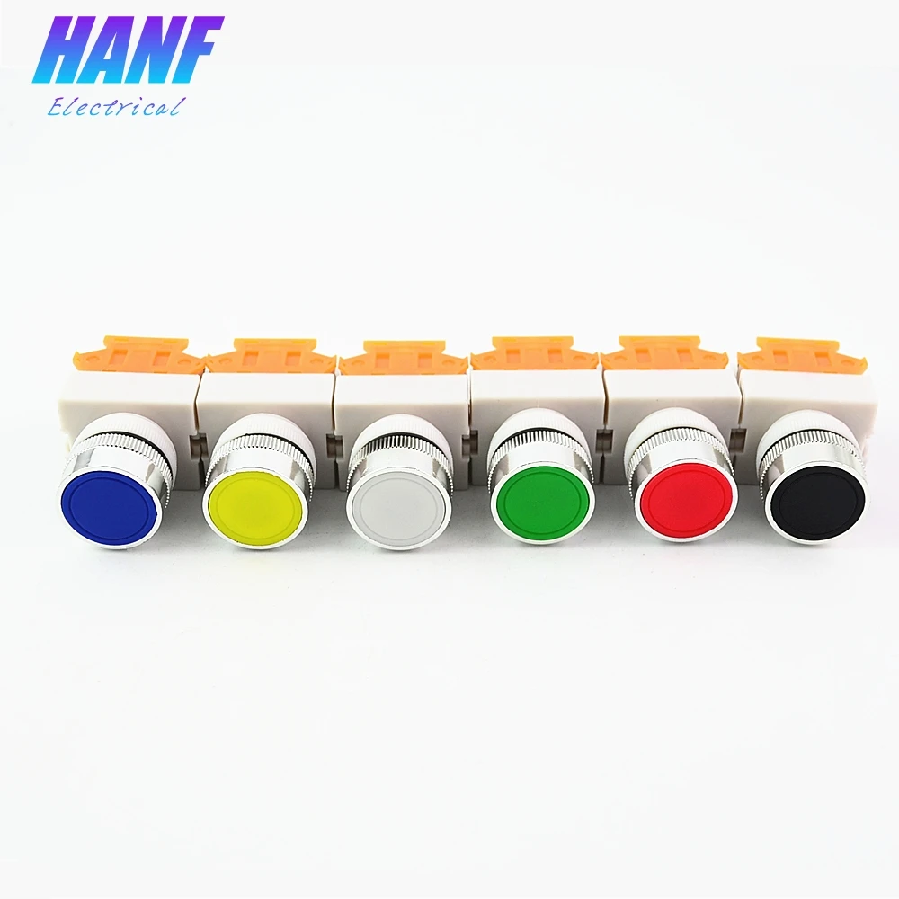 1pcs 22mm Self-Lock Plastic Push Button Switch DPST 4 screws 10A 600V Power  1NO1NC Red Green Yellow Blue White Black