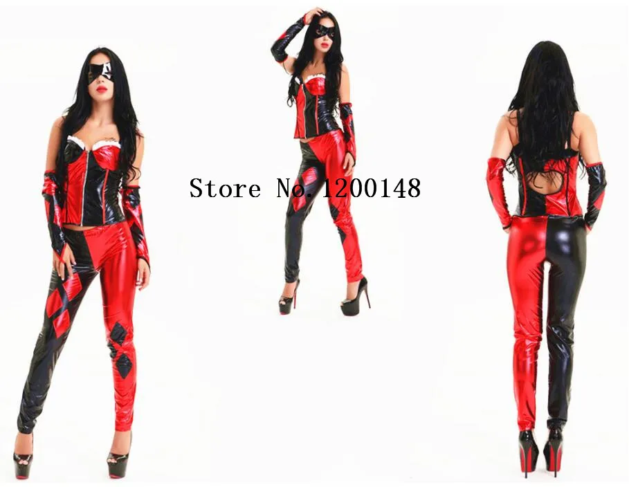 High Quality Harley Quinn DC Batman Comic Super Villain Harley Quinn Costume Women/female/girl Cosp