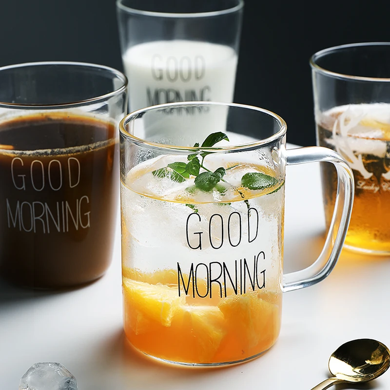 

Crystal Glass Milk Mug Coffee Cup Juice Mug Good Morning Mugs