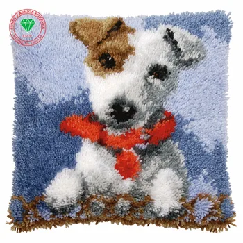 

Cross-stitch carpet cushion Patchwork Pillowcase no inner diy pillowcase embroidery thread Latch hook rug kits Felt Craft Dog