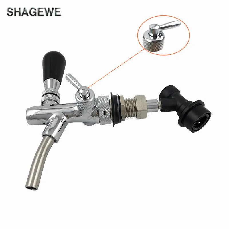 

Beer Tap Faucet with Ball Lock Liquid Disconnect,Adjustable Beer Facuet with chrome plating For Cornelius Keg,homebrew kegging