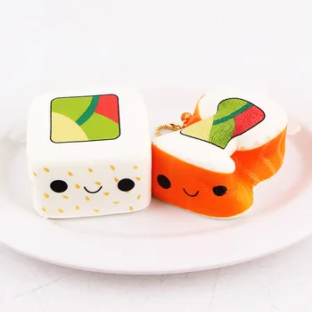 

1Pcs Cute Yummy Sushi Squish Slow Rising Phone Strap 6CM Kawaii Cartoon Face Pendant Stretchy Bread Cake Kids Fun Toy Gift