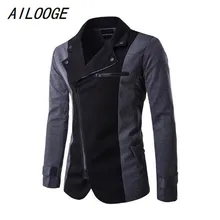 AILOOGE новое поступление весенне-осенний мужской модный Блейзер на молнии костюм куртка для мужчин, Мужской приталенный Дизайнерский Костюм с воротником