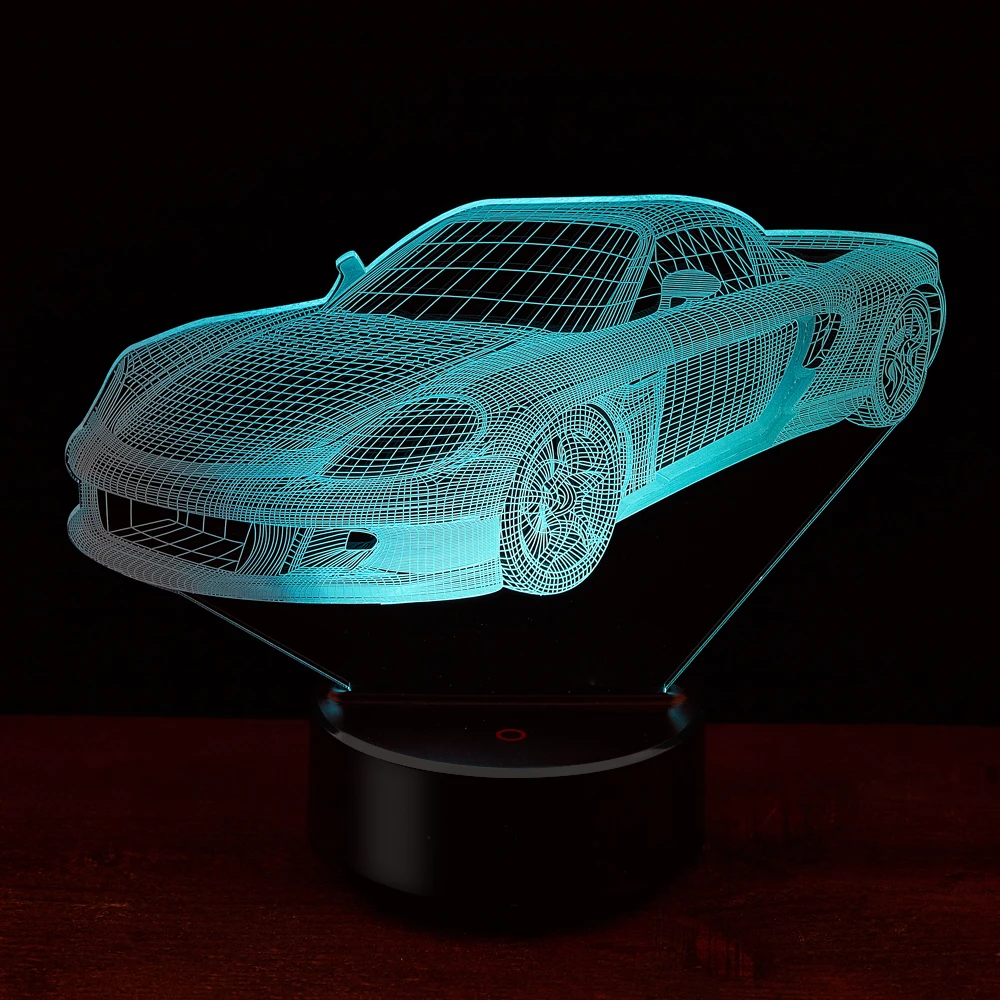 Спортивный автомобиль 3D светодиодный ночник 7 цветов USB голограмма Декор лампы настольные огни День рождения подарок для детей друзей