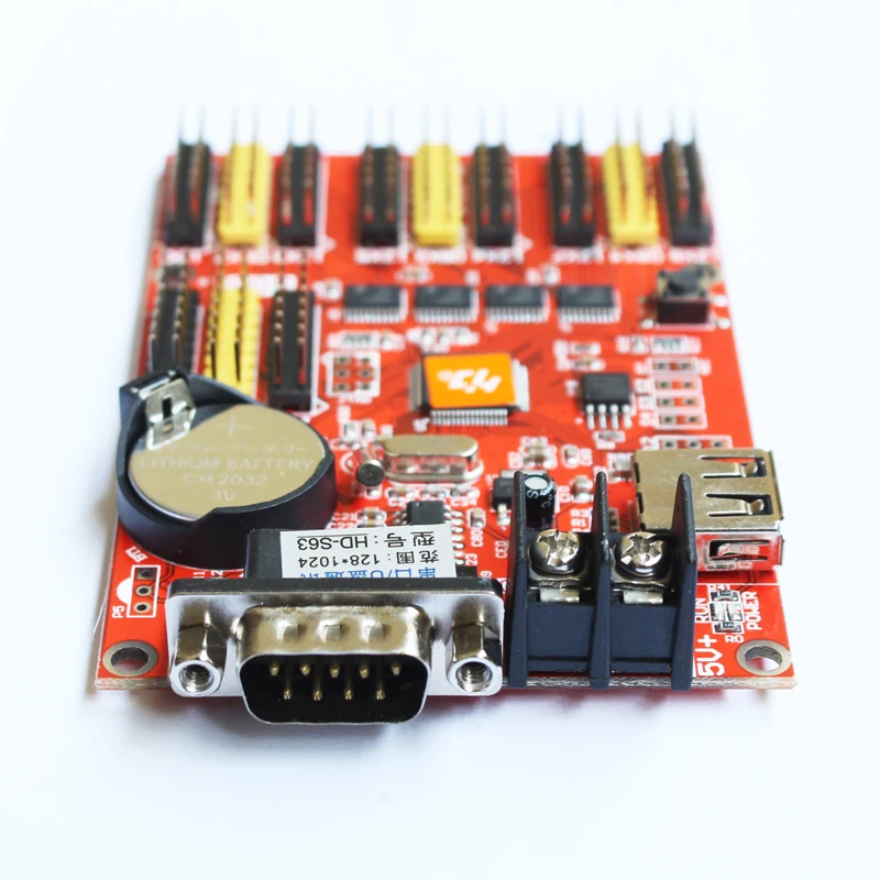 HD-S63 RS232 Поддержка карт флеш-накопителей светодиодный Управление; Светодиодный последовательный порт Управление карты Huidu один Цвет светодиодный Управление; формы huidu оригинальные, фабричные, по цене производителя