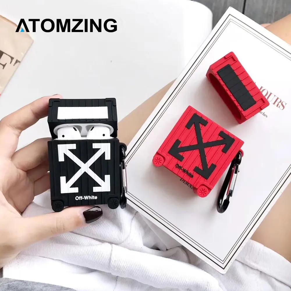 

cute 3D retro suitcase lanyard protection Silicone Headphone Earphone Case For Apple Airpods Accessories bag box