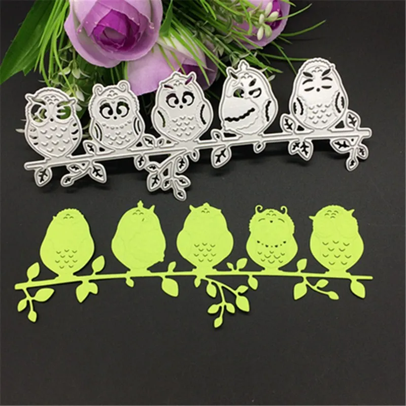  1Set 5 owls Cutting Dies Srapbook Card Envelope Decorative Symbol Steel Stencil Invitation Decorate - 32811382935