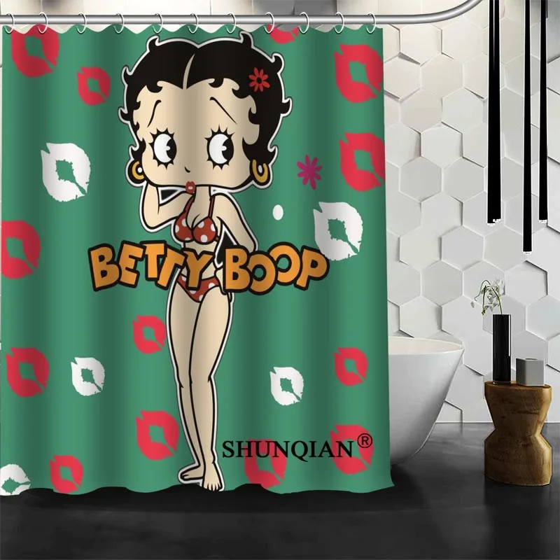 Best хороший обычай Betty Boop душ Шторы Для ванной Шторы Водонепроницаемый Ткань Ванная комната Шторы больше размер a6.1-37 - Цвет: Армейский зеленый