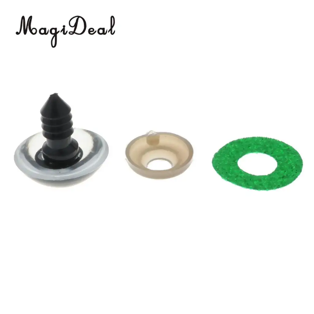 10pcs 16mm Plastic Round Safety Eyes + Glitter Nonwovens + Washers For Teddy Bear Soft Stuffed Toy DIY