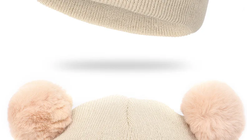 Новая высококачественная детская вязаная шапочка из искусственного помпон из лисьего меха для мальчиков и девочек, зимние шапочки с милой вышивкой Skullies Beanies Kids