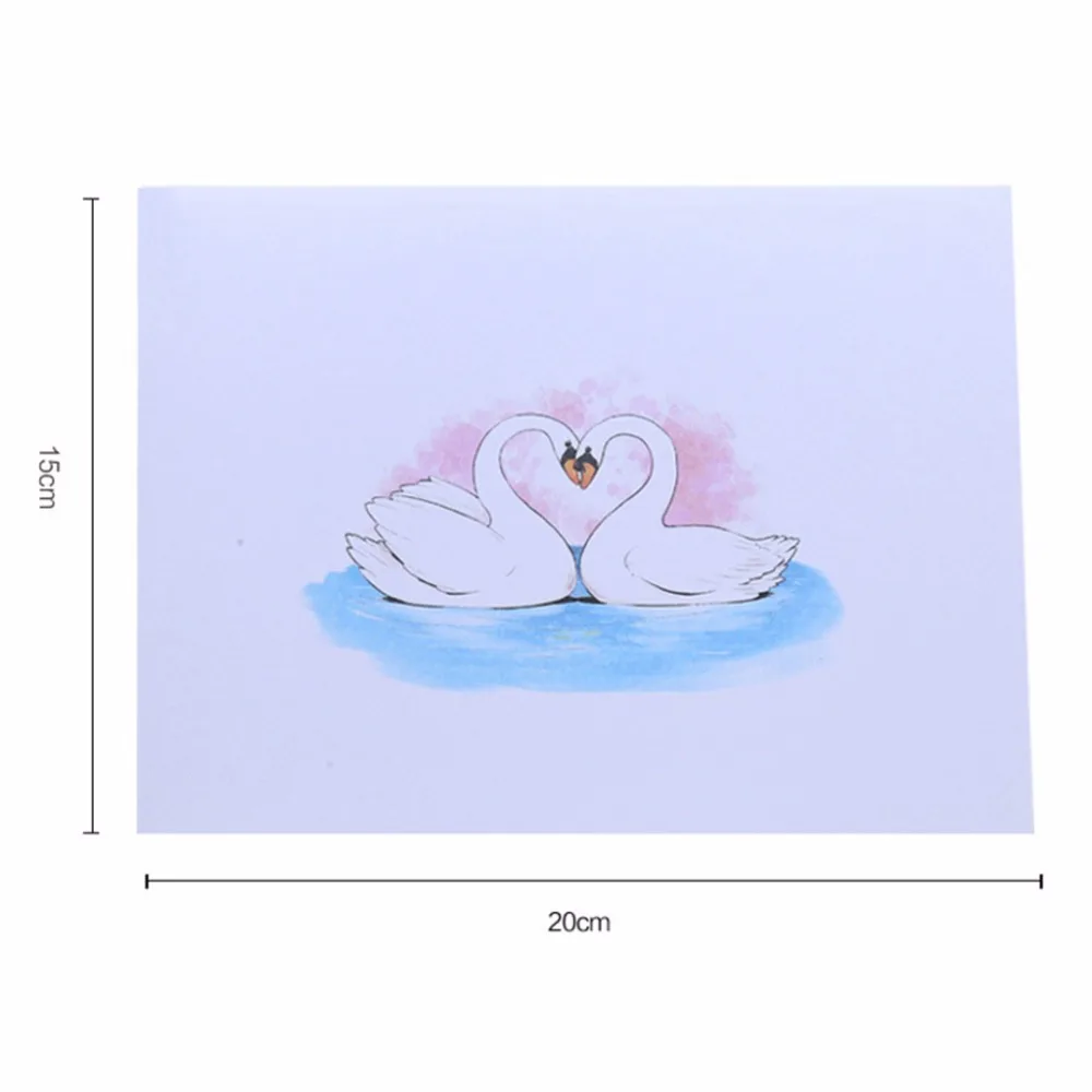  3D Pop Up Swan Greeting Cards Birthday Wedding Valentine Anniversary Invitations - 32916234619