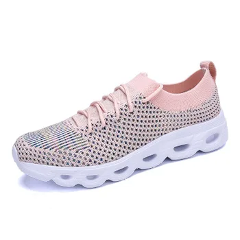 

0088 Pink Summer Fly-weave Hollow Women's Shoes Air-permeable Mesh Shoes Women's Mesh Leisure Shoes