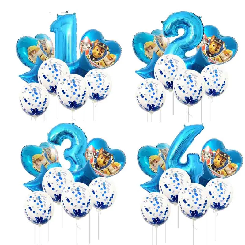Лапа патруль фольга Гелиевый шар номер 1 2 3 лет День рождения воздушный шар "Конфетти" мультфильм фигура воздушный шар детский душ - Цвет: Blue