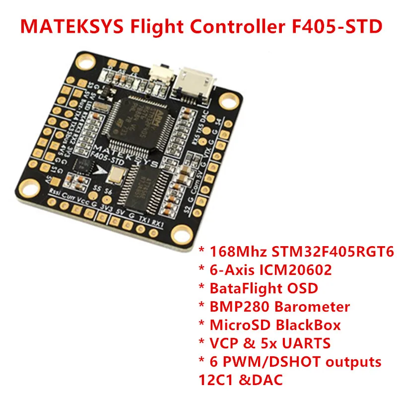 Контроллер полета MATEKSYS F405 STD Betaflight OSD BlackBox STM32F405RGT6 6 PWM/DSHOT выходы BMP280 барометр|flight