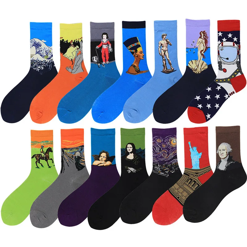 

Winter Fashion Retro New Abstract Oil Painting Art Socks Men&Women Novelty Patterned Harajuku Design Van Gogh Funny Socks 1 pair