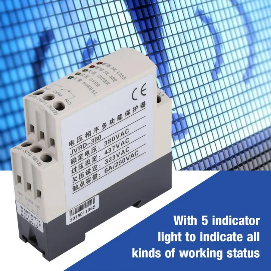 3 чередования фаз напряжения тока автомат защити цепи JVRD-380 мониторинга Напряжение Управление устройство 380VAC фиксации Напряжение реле для насоса Вентиляторов Двигателей