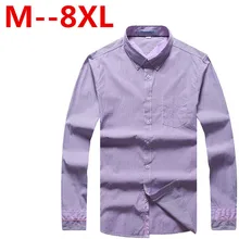 Plus size 9XL 8XL 7XL 6XL Men Shirt Brand Men’S Cuff Striped Long-Sleeved Shirt Male Camisa Masculina Casual Slim Chemise Homme