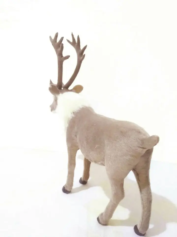 Имитация на Рождество олень жесткая модель пластик и меха серый олень большой 25x24 см реквизит, украшение дома игрушка в подарок s1532