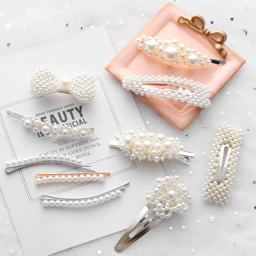 New 9 Styles Fashion Pearl Hair Clip Elegant Korean Design Hairpin Hair Styling Accessories for Women Girls