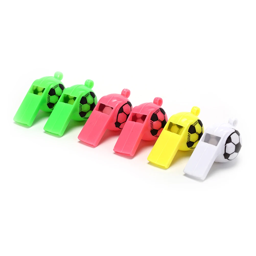 6pcs/lot plastic whistles toys with ropes Survival Outdoor Soccer