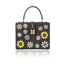Europe and the big stone bead package box bag Crossbody Bag Small Portable female flower