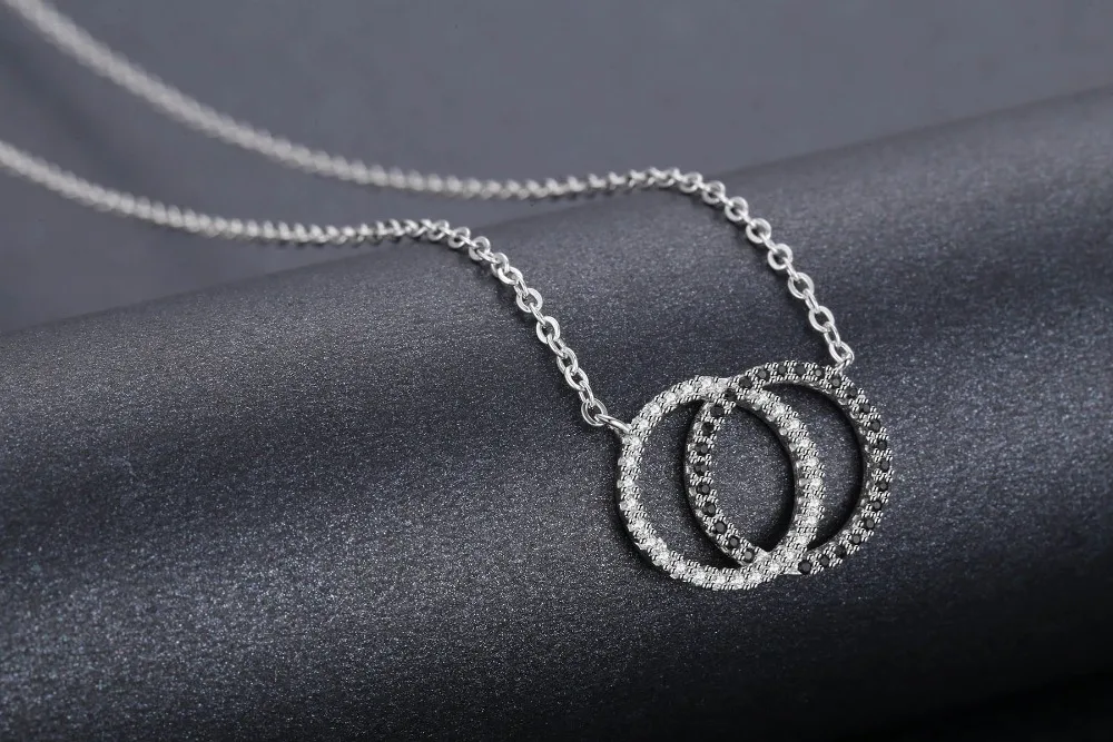 [Черный ость] Настоящее серебро 925 проба Цепочки и ожерелья для женский, черный Шпинель с двумя круглыми серебняное ожерелье 925 ювелирные изделия P196