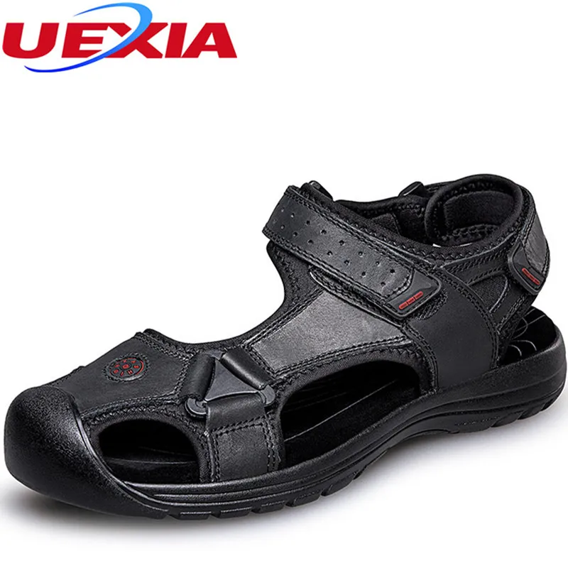 

Plus Size 38-46 Men Sandals Brand Leather Zapatos Cowhide Fashion Summer Beach Causal Shoes Men's Slippers Breathable Sandals