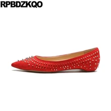 Дамские гвоздики для женщин слипоны острый носок бренд красный мелкой дизайнерские замшевые туфли без каблуков красивая обувь Последние Весна осен