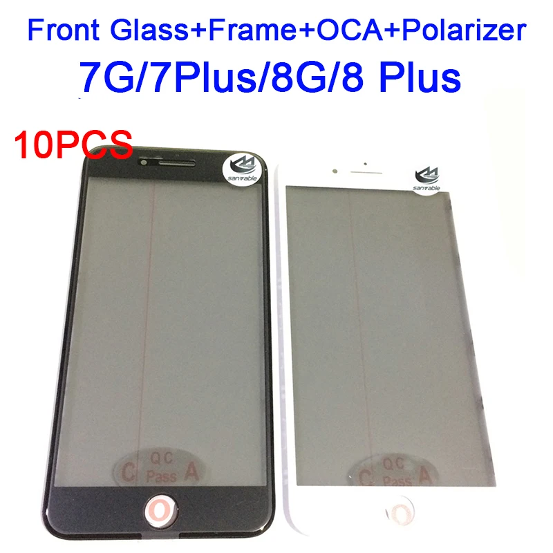 

10Pcs AAA Cold Press 4 in 1 Screen Front Glass Lens & Frame OCA Polarizer Film Assembly For iPhone 8 8 Plus 7 7 Plus Touch Panel