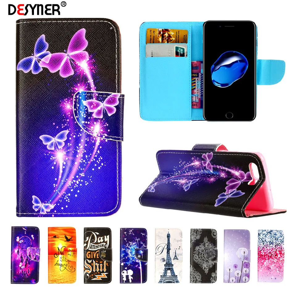 

Leather Case For iPhone 5 5S SE 6 6S 7 7 Plus ipod 5 6 touch Luxury Painting Leather Wallet Cover Case